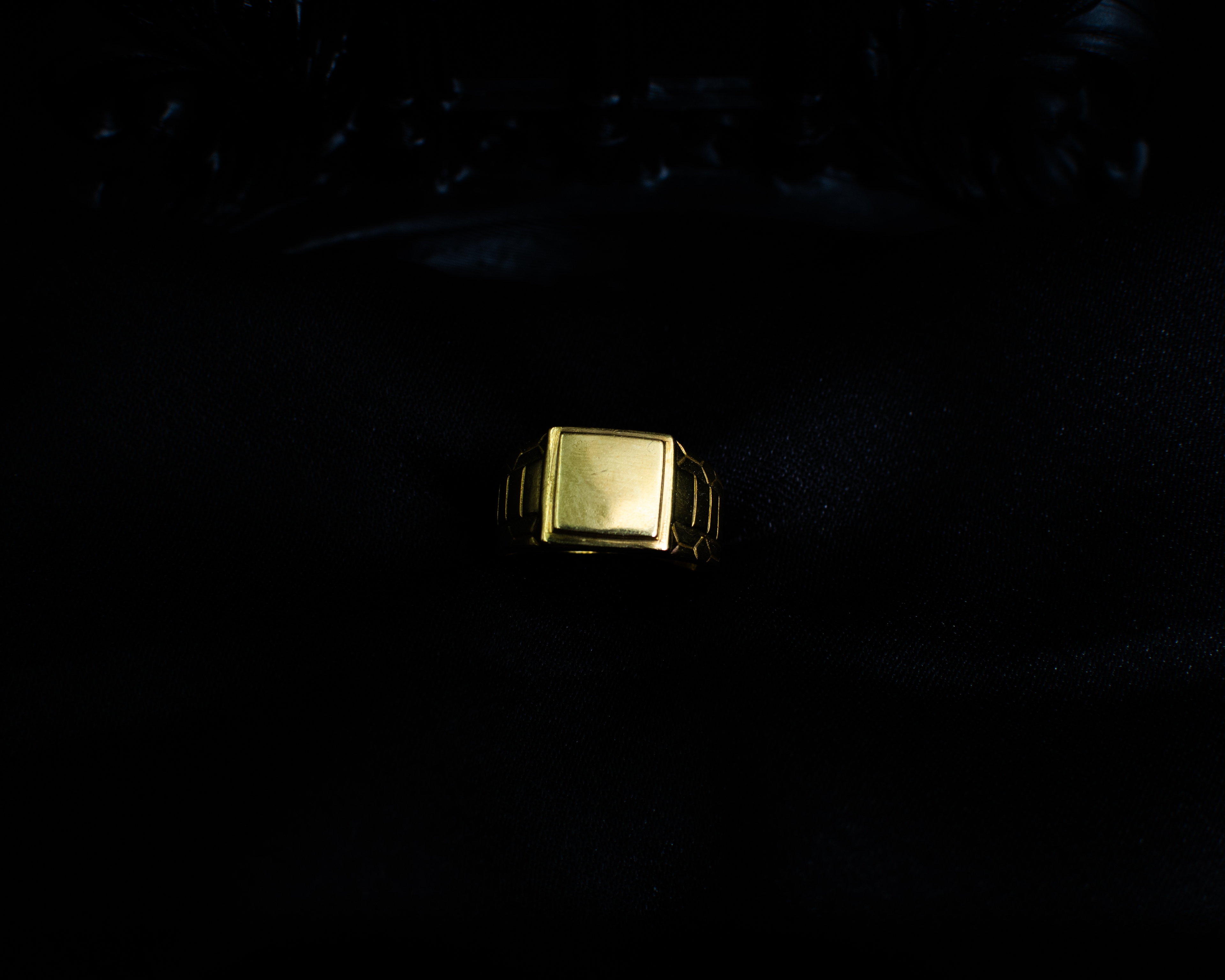 Gold Signet Ring 6 main view on black satin