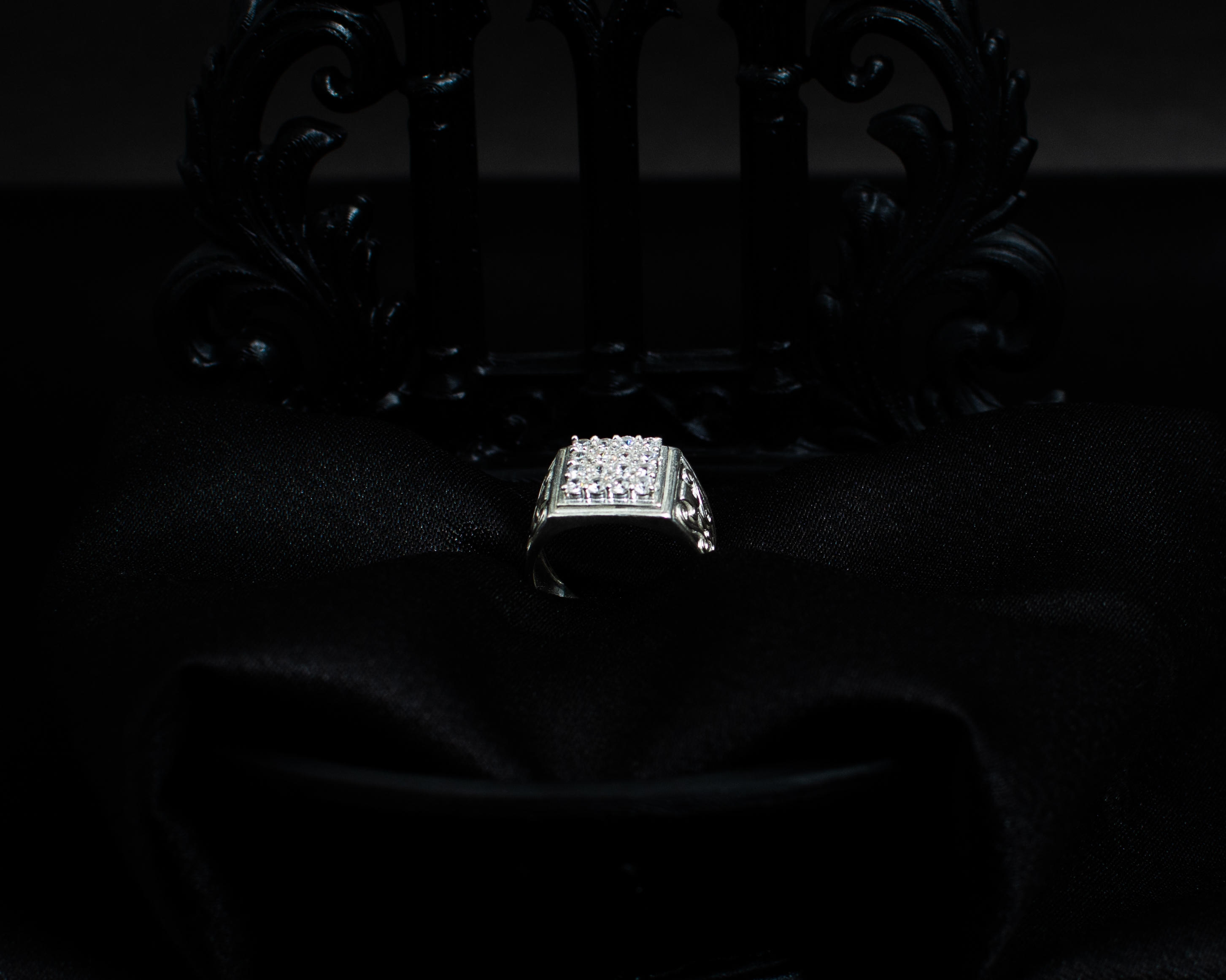 Ring 2 view 3 on black satin