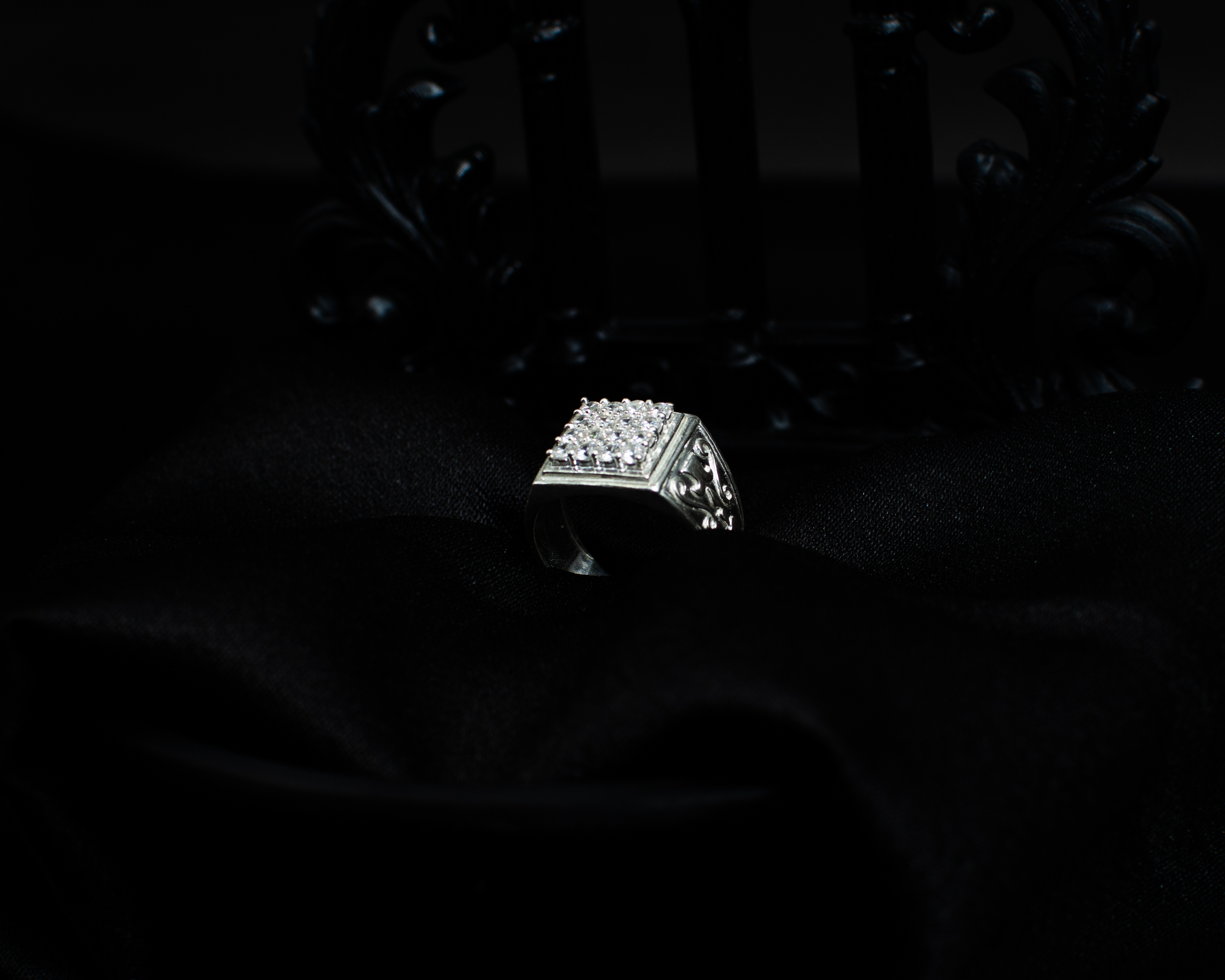 Ring 3 view 2 on black satin