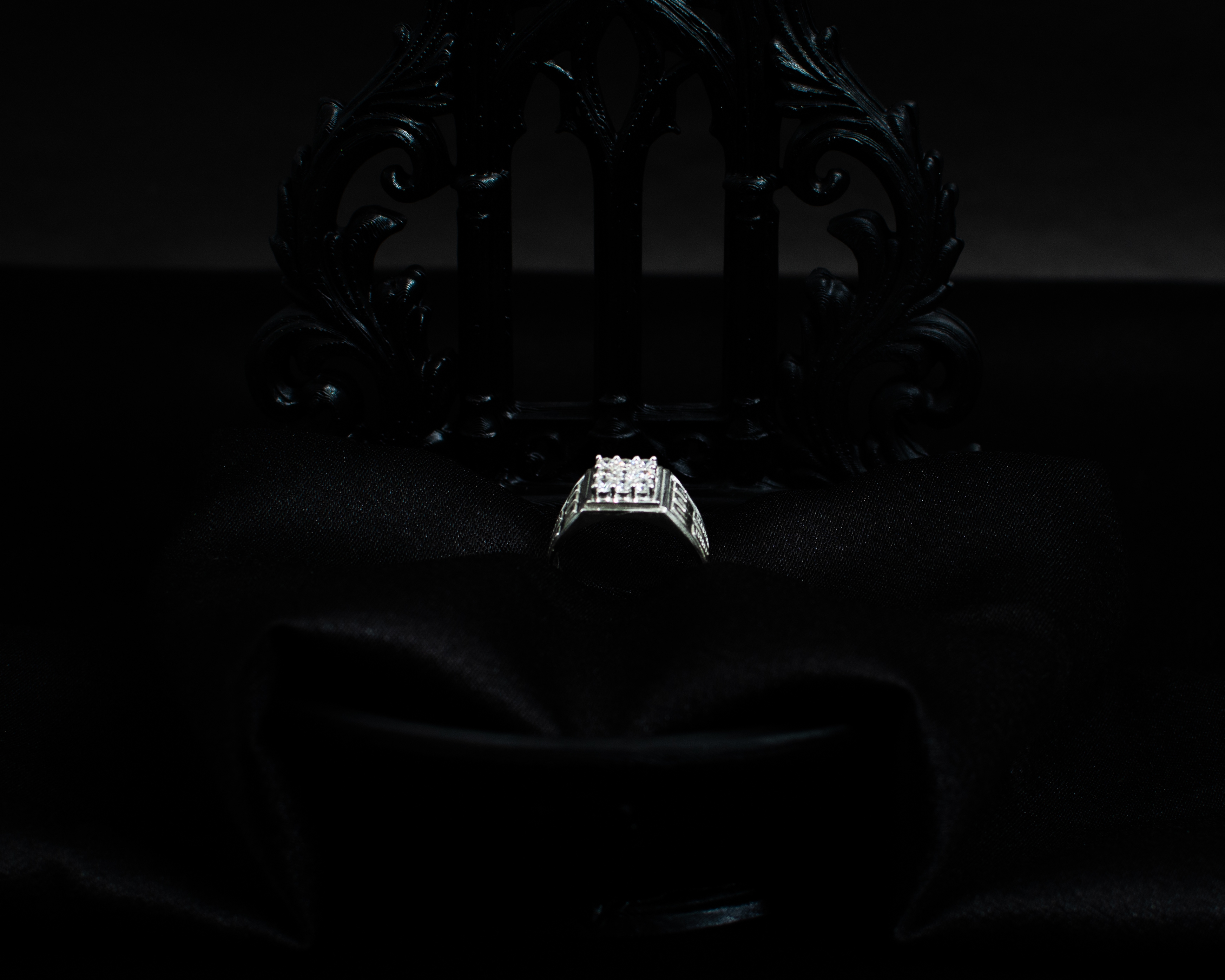 Ring 3 view 3 on black satin