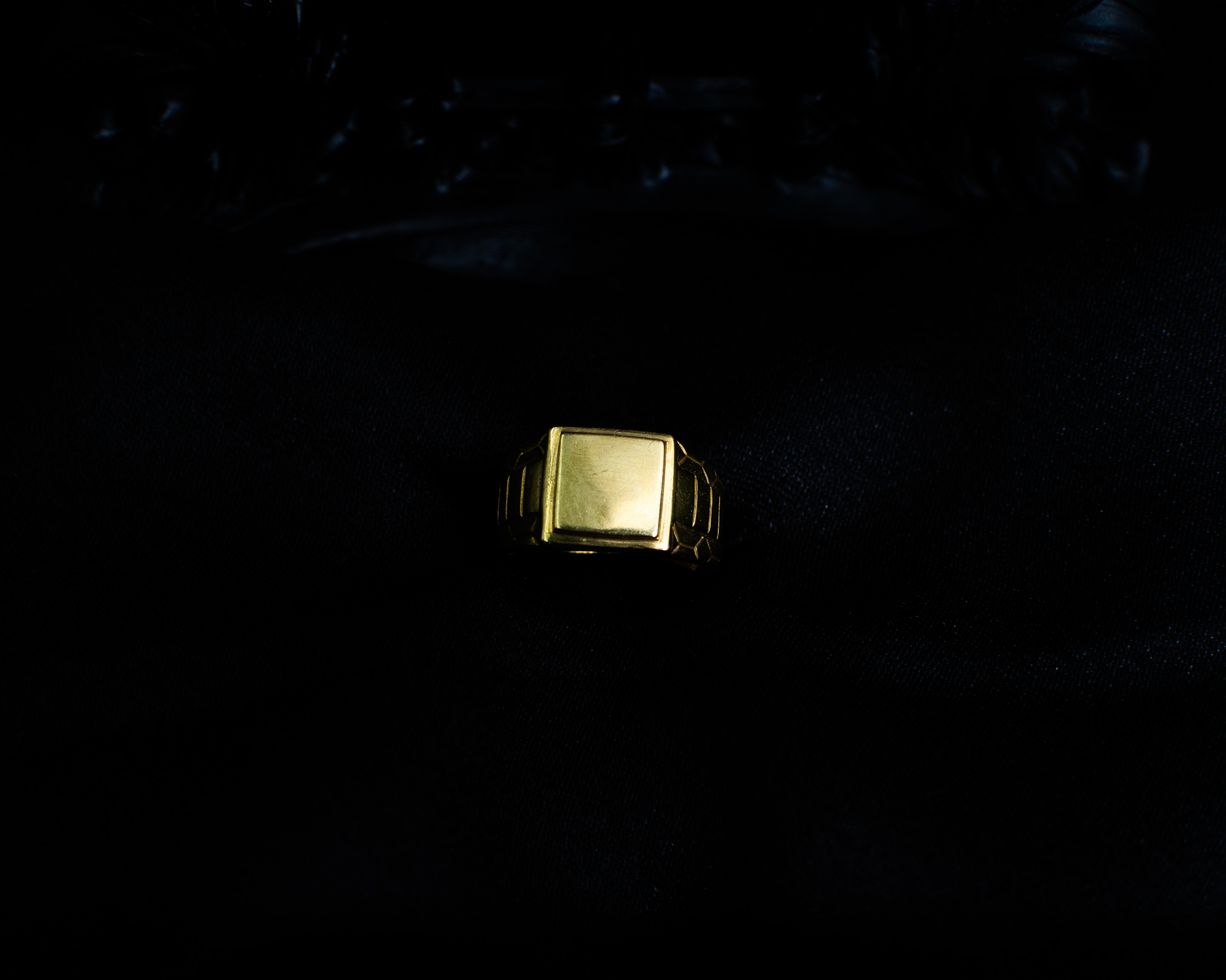 Gold Signet Ring 6 main view on black satin